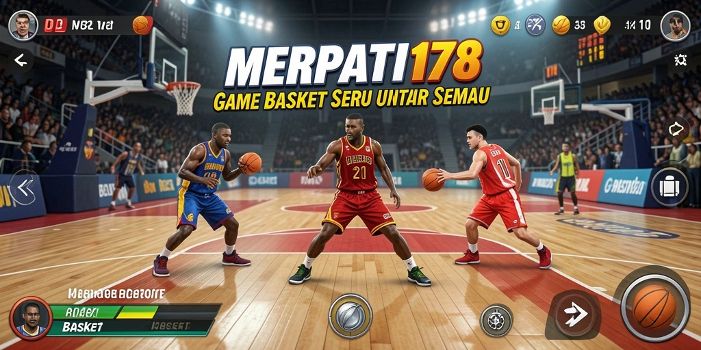 Tampilan antarmuka game basket yang menarik dan dinamis.