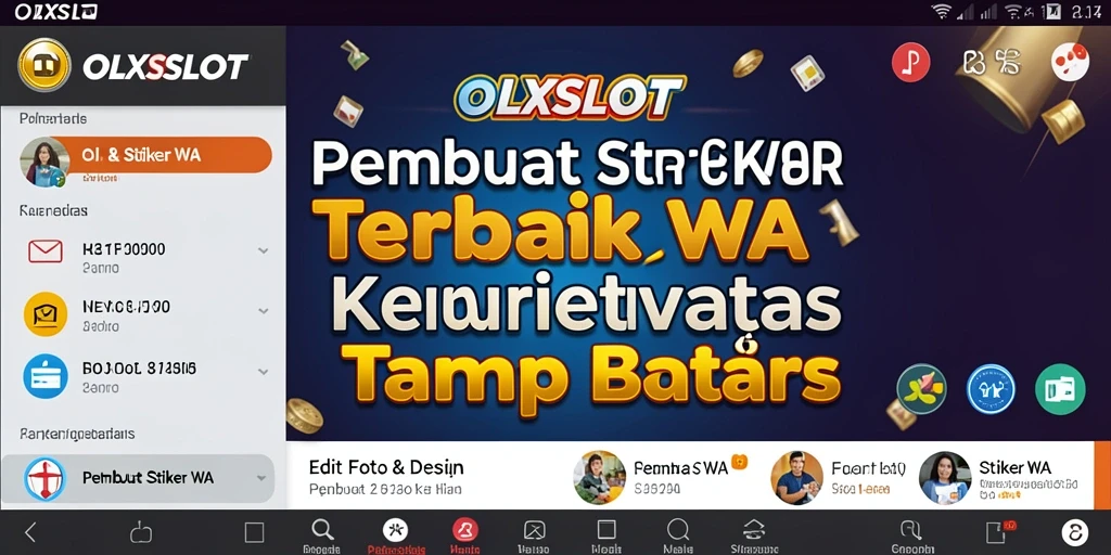 Antarmuka OLXSLOT dengan berbagai opsi pembuatan stiker.