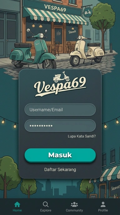 Tampilan halaman login vespa69